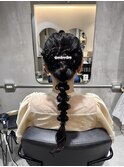 ポニーテール編み下ろしアレンジ