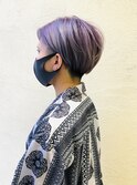 ツーブロックハンサムショート☆ハイブリーチラベンダーカラー