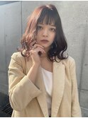 イメチェン/フルバング/似合わせ/レッドブラウン/デジタルパーマ