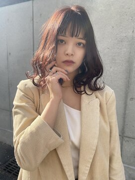 イオエ 岡本(ioe) イメチェン/フルバング/似合わせ/レッドブラウン/デジタルパーマ