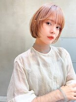 メーヴェ(Mowen) mowen 南堀江　ボブ×ピンクベージュ×艶髪×顔周りレイヤー
