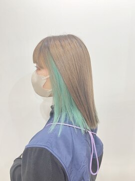 ファイブバイジエクト 堀江(FIVE by The Ect) エメラルドグリーン×インナーカラー