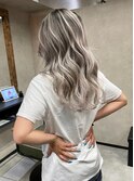 バレイヤージュショコラアッシュハイライトグレージュカラー