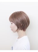 ピンクベージュ#マッシュショート#ダブルカラー＃ケアブリーチ