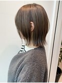 切りっぱなし軽めボブ肩上ミディアム前髪カットトリートメント