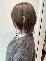 切りっぱなし軽めボブ肩上ミディアム前髪カットトリートメント