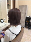 ピンクブラウン/ラベンダーピンク/ボブ/切りっぱなしボブ