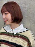 ボブ 顔まわりカット 前髪カット ボルドーカラー 丸みボブ