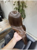 ブリーチなしココアブラウン髪質改善ミディアムレイヤー