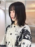黒髪ボブウルフレイヤーカット 髪質改善ブルーブラック 顔まわり
