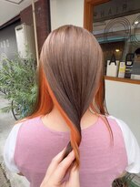 ヘアーラボ ハチ(HAIR LABO HACHI)&nbsp;インナーカラー/オレンジ/レイヤーロング