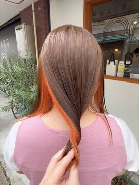ヘアーラボ ハチ(HAIR LABO HACHI) インナーカラー/オレンジ/レイヤーロング