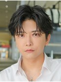 原宿センターパートフェザーパーマツーブロックメンズパーマ　　
