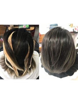 町上津役の美容室 バレイヤージュbefore after
