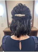 サイド 編み込み ゆるい カール ハーフアップ ヘアスタイル