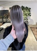 バレイヤージュでもカシミヤで艶々！_contrast silver ash_