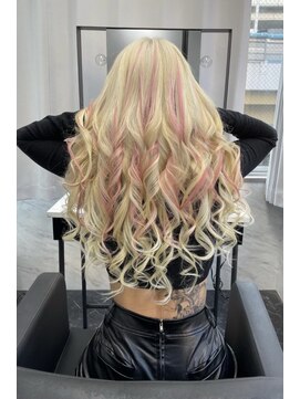 リア 大阪梅田(Ria) シールエクステ×ホワイトブロンド×ピンクハイライト