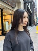 姫カット デザインヘア　顔まわりカット 前髪なし 黒髪 個性