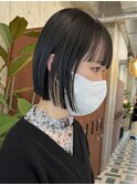 栄外ハネナチュラル大人可愛い韓国ボブ　切りっぱなしボブ　