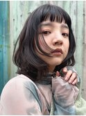 グランマッシュ/細めハイライト/ショート/白髪ぼかし/小顔/原宿