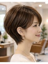 リアン アオヤマ(Liun Aoyama)&nbsp;大人上品ショート/耳かけ/アッシュベージュ/30代/40代/50代