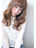 ヌーディ―ベージュ透け感波ウエーブ