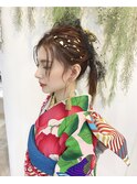 金箔ヘア  金箔・チュール・紐のヘアアクセはオーダー可能です