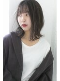 グレージュ外ハネミディアムシアーカラー【池袋】