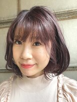 クラク 笹塚店(KURAKU)&nbsp;高発色/ピンクバイオレット/くびれボブ/10代/20代/30代