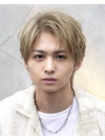 オーシャントーキョー 渋谷神南(OCEAN TOKYO) ハイライトミルクティーベージュツーブロックメンズマッシュ