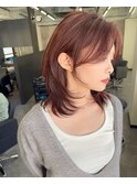 オレンジ ボルドー レイヤー ワインレッド 韓国風