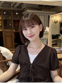 切りっぱなしボブエアリーロング美髪ピンクブラウン