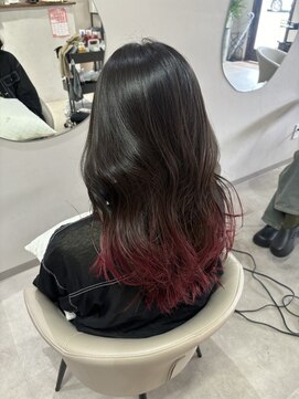 ミチ ノア(mich-nor-) 裾カラー/チェリーレッド/ワインレッド