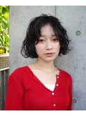 癖髪くるくるボブパーマ