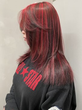 ソル 栄矢場町(SOL) ミディアムレイヤーカット/レッドカラー/ハイライトカラー