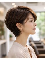 リアン アオヤマ(Liun Aoyama)&nbsp;大人上品ショート/耳かけ/アッシュブラウン/30代/40代/50代