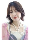 顔まわりレイヤーカット×切りっぱなしボブ20代30代40代