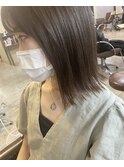 外ハネくびれ切りっぱなしミディくすみカラーオリーブベージュ