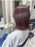 ワインレッド×ボブ