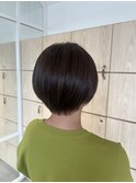 20代30代ショートボブココアブラウン小顔美肌ストレート丸み