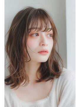 ラナ 新宿(lana) ミディアム/ブラウン/シースルーバング/【lana hair新宿】