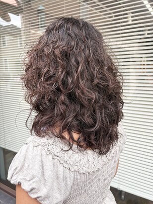 ❤高品質 レース 前面手縫い 全人毛 パーマ ウェーブ ウイッグ45 茶系 