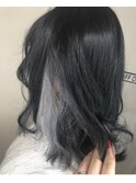 ブルーブラック×インナーカラー★ホワイト