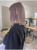 ダブルカラー/ピンクベージュ/ベージュカラー/ケアブリーチ ボブ