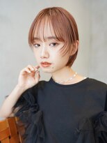 顔まわりレイヤー/切りっぱなし/ピンクブラウン