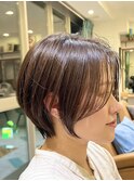カールセミディシアカラー姫カットダークアッシュショート