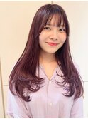 ブリーチなしカラー*ピンクカラー*レイヤーカット*ロングヘア