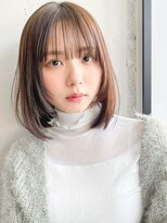 アグノス 青山(Agnos) ◎ミニウルフホワイトグレージュデジタルパーマチェリーブラウン