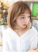 ■ぱっつん前髪アプリコットオレンジ小顔ボブ302北浦和20代30代