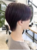 バイオレットブルーブラックカラー刈り上げしないセンターパート